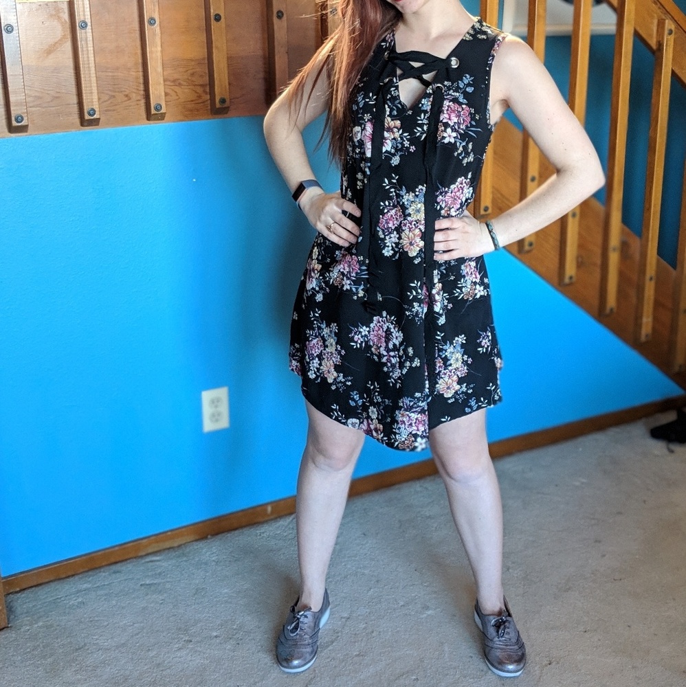 Floral lace up dress
